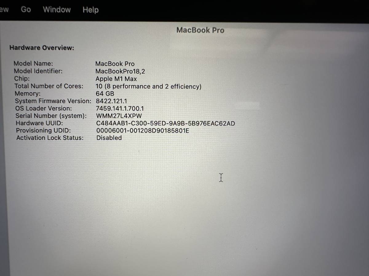16-inch MacBook Pro M1 Max 10-Core CPU 32-Core GPU 64GB 4TB MK1A3LL/A