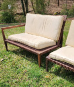 Mid-century modern sofa, black walnut.