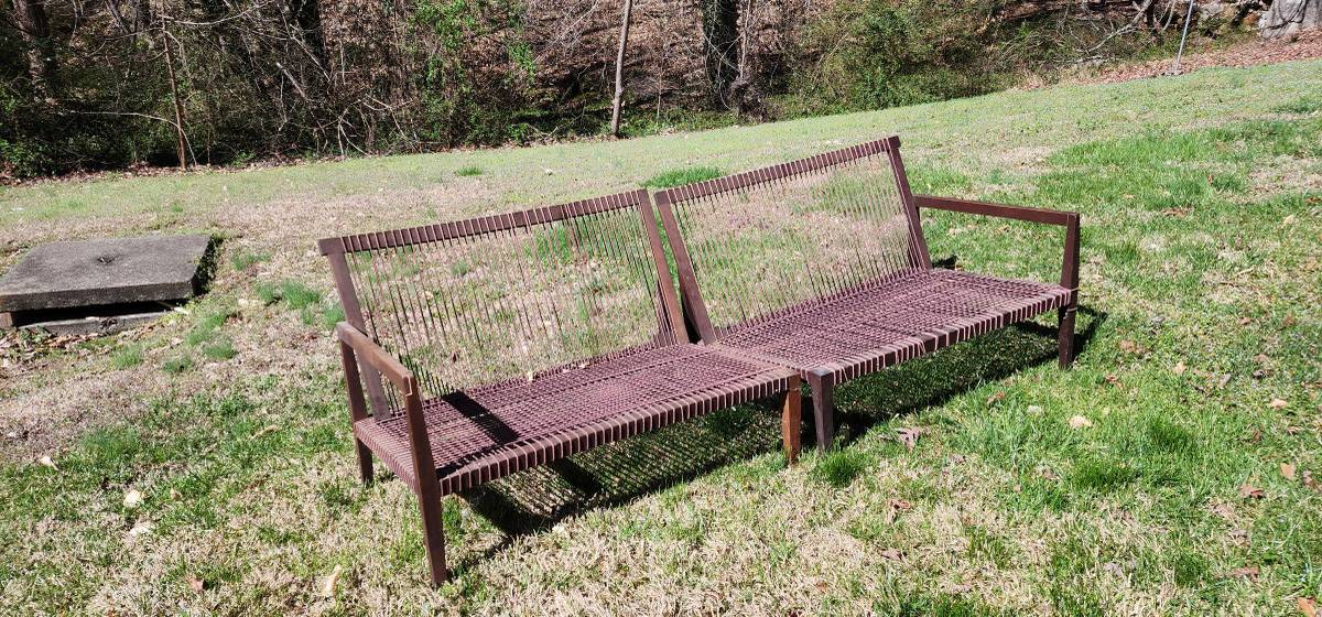 Mid-century modern sofa, black walnut.