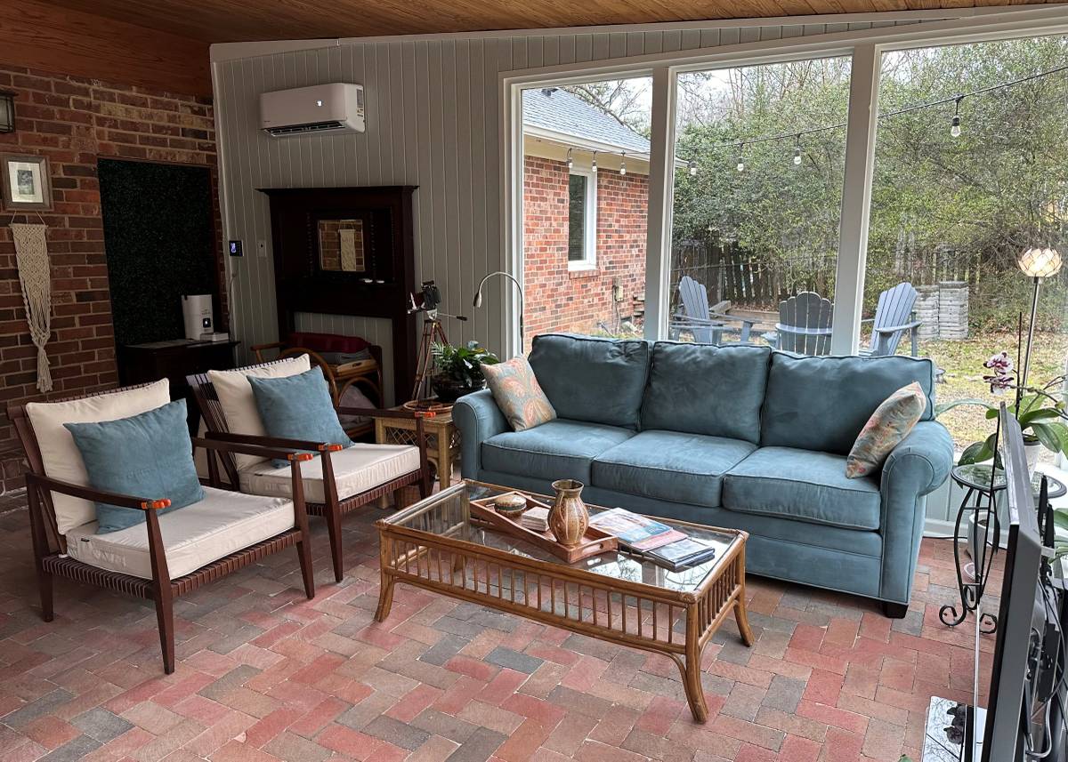 Mid-century modern sofa, black walnut.