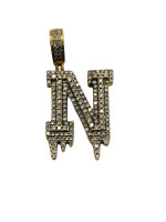 10K Yellow Gold Diamond Letter "N" Pendent 6.9g/1.67 CTW
