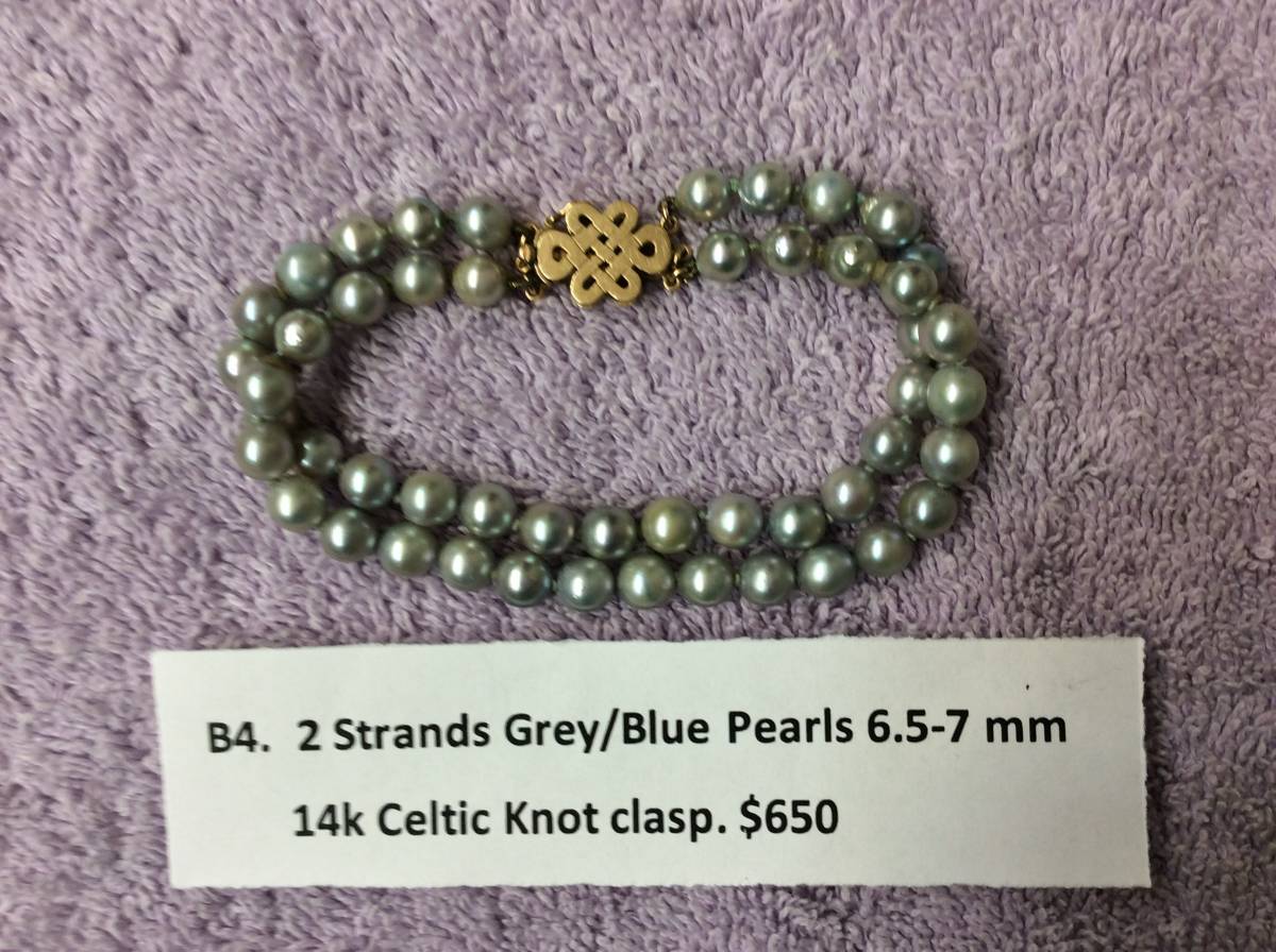 Two strands Light Blue Fresh Water Pearls