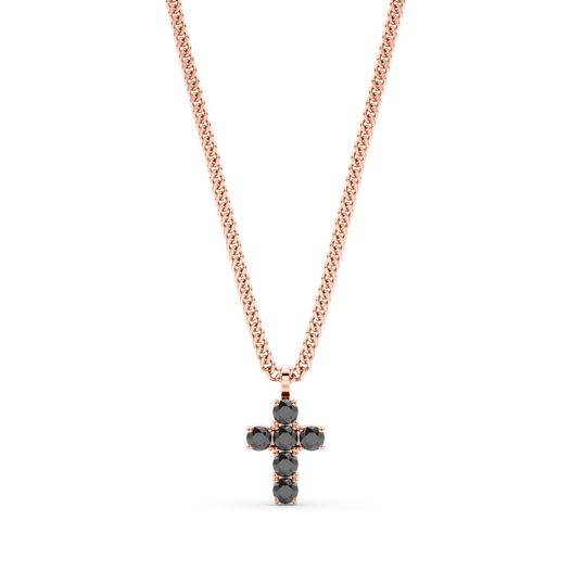 14k Solid Gold & Black Diamond Pico Cross Pendant