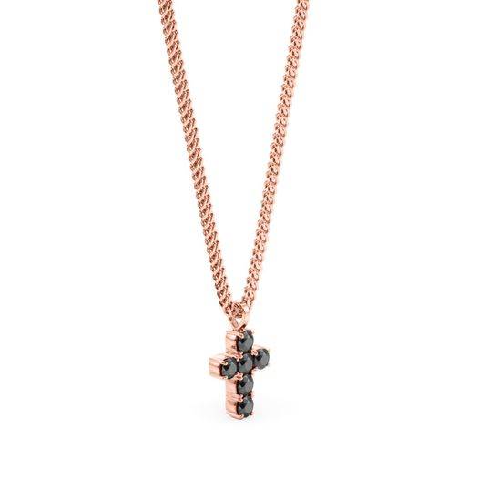 14k Solid Gold & Black Diamond Pico Cross Pendant