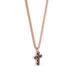 14k Solid Gold & Black Diamond Pico Cross Pendant