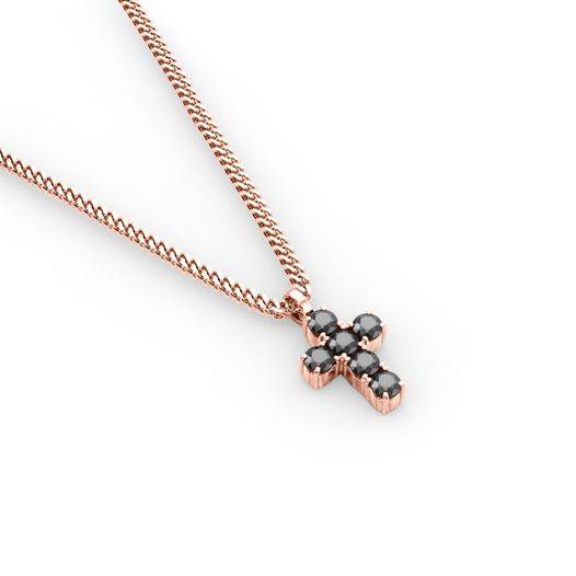 14k Solid Gold & Black Diamond Pico Cross Pendant
