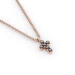 14k Solid Gold & Black Diamond Pico Cross Pendant