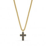14k Solid Gold & Black Diamond Pico Cross Pendant