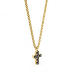 14k Solid Gold & Black Diamond Pico Cross Pendant
