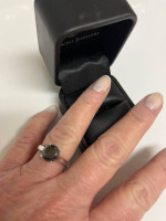 Black Hematite ring setting is 14K white gold.