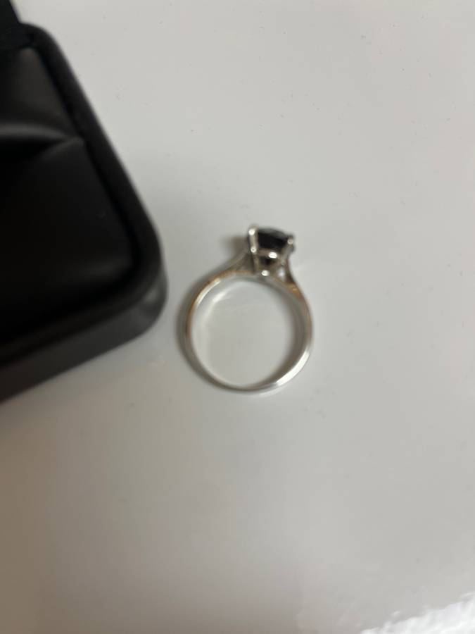 Black Hematite ring setting is 14K white gold.