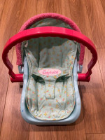 American Girl Doll Bitty Baby Green and Pink Car Seat Carrier