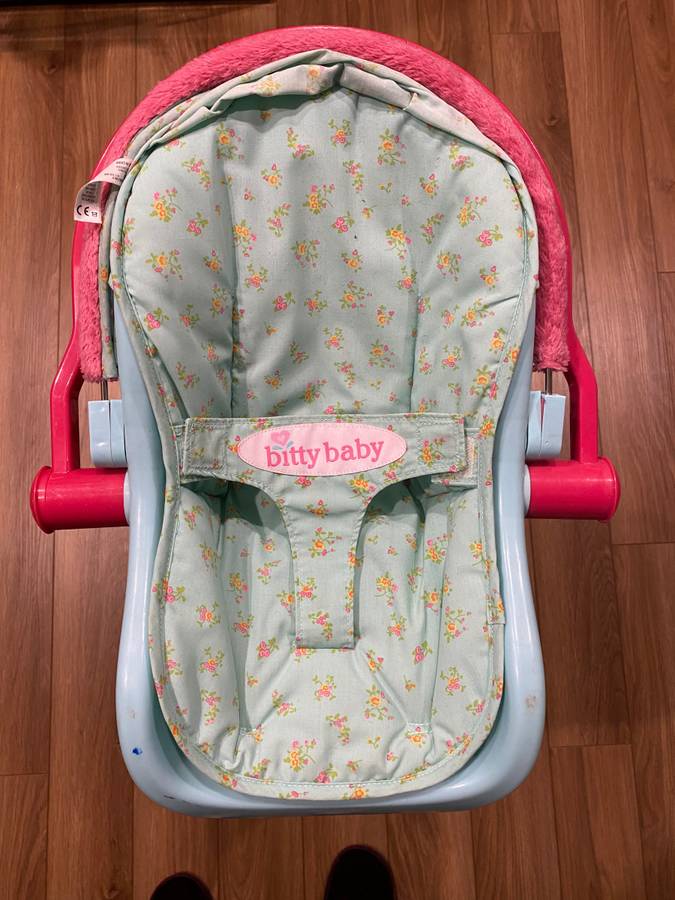 American Girl Doll Bitty Baby Green and Pink Car Seat Carrier