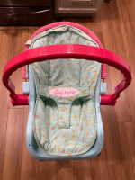 American Girl Doll Bitty Baby Green and Pink Car Seat Carrier