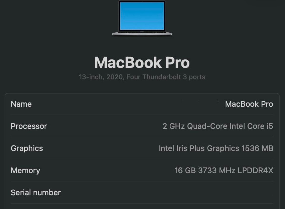 Apple Macbook Pro 13 inch 2020 512 GB 16 Gig Ram intel i5 *Prestine Condition*