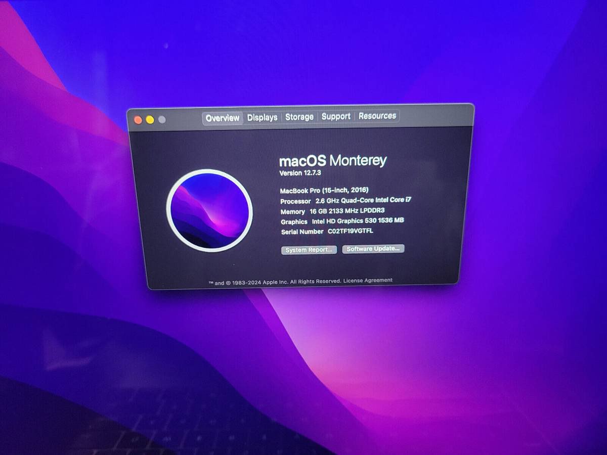 Late 2016 Macbook pro 15