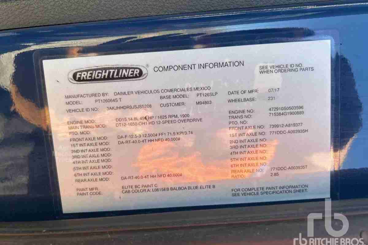 Name: Freightliner CASCADIA 126 Tractor Unit Model: CASCADIA 126 Year: 2018
