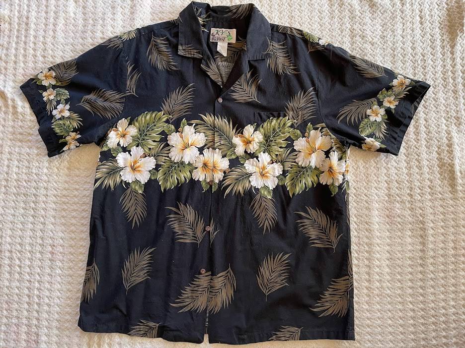 Ky's Hibiscus Row Black Hawaiian Shirt