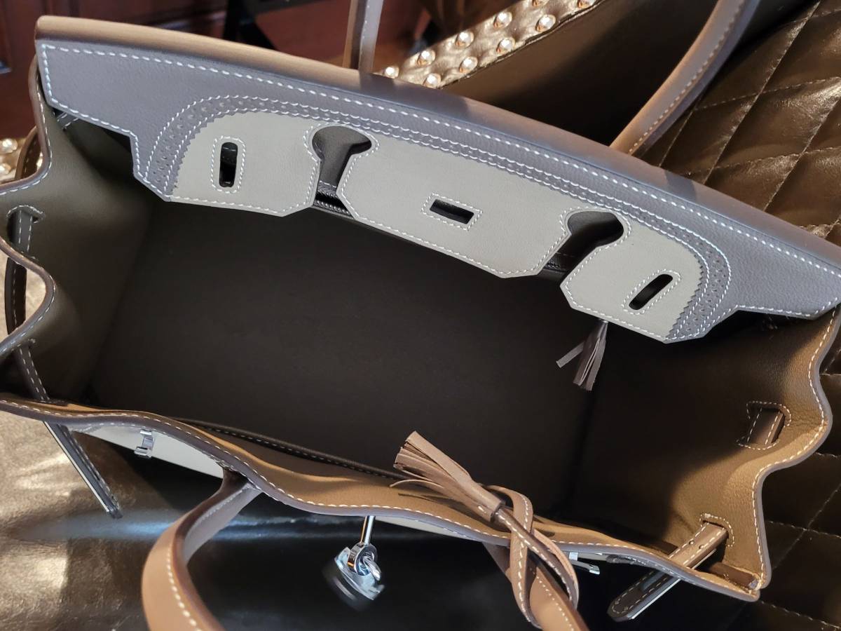 Hermes The Ghillies Brikin 30cm Silver hardware grey bag handbag

